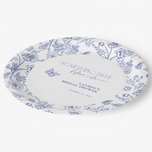 Iets blauw voor ik Floral Vrijgezellenfeest doe Papieren Bordje (Gekanteld)