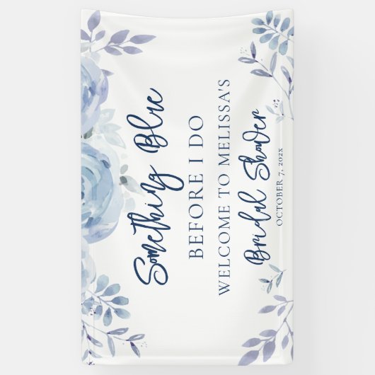 Iets Blauw voor ik Trouw Bloemige Bruidsmeisjes Bo Spandoek (Verticaal)