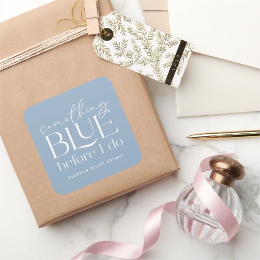 Iets Blauw voor ik Trouw Bruidsuitvaart Vierkante Sticker (Geschenken)