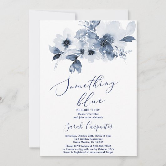 Iets blauw voor ik Vrijgezellenfeest Invitati doe Kaart (Voorkant)