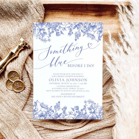 Iets blauw voor ik Vrijgezellenfeest uitnodig Kaart