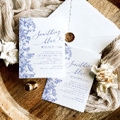 Iets blauw voor ik Vrijgezellenfeest uitnodig Kaart