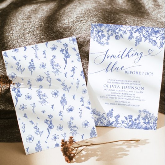 Iets blauw voor ik Vrijgezellenfeest uitnodig Kaart