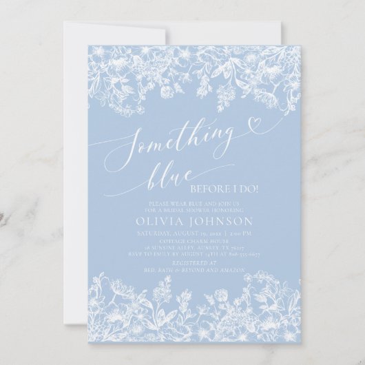 Iets blauw voor ik Vrijgezellenfeest uitnodig Kaart (Voorkant)