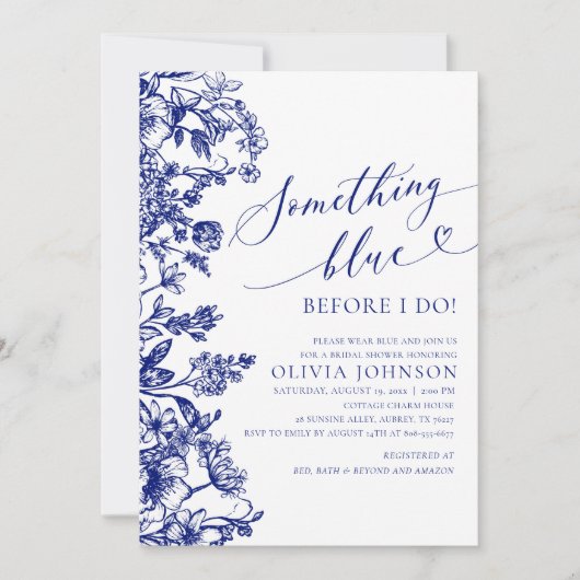 Iets blauw voor ik Vrijgezellenfeest uitnodig Kaart (Voorkant)