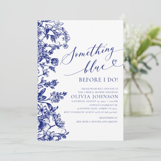 Iets blauw voor ik Vrijgezellenfeest uitnodig Kaart (Staand voorkant)