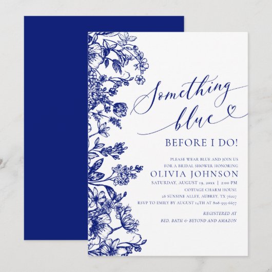 Iets blauw voor ik Vrijgezellenfeest uitnodig Kaart (Voorkant / Achterkant)