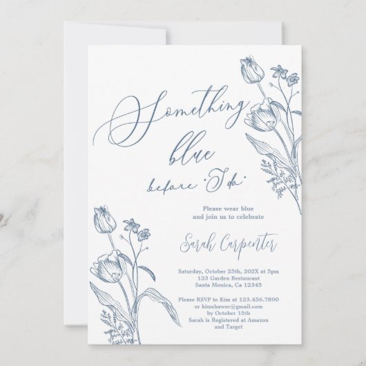 Iets blauw voor ik Vrijgezellenfeest uitnodigen Kaart (Voorkant)