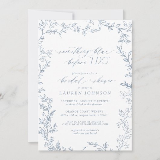 Iets blauw voor QR Botanisch Vrijgezellenfeest Kaart (Voorkant)