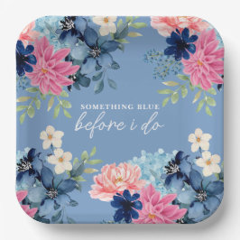 Iets blauw voordat ik blauw vrijgezellenfeest doe papieren bordje