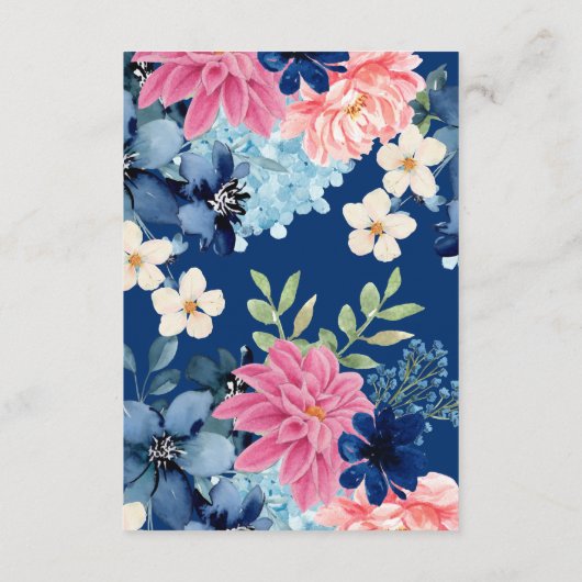 Iets blauw voordat ik bloemenbruiloft doe informatiekaartje (Achterkant)