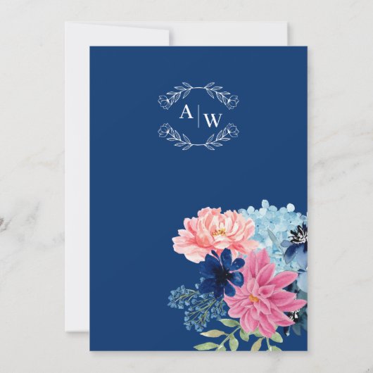 Iets blauw voordat ik bloemenbruiloft doe kaart (Achterkant)