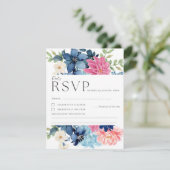 Iets blauw voordat ik bloemenbruiloft doe RSVP kaartje (Staand voorkant)
