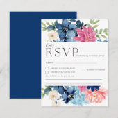 Iets blauw voordat ik bloemenbruiloft doe RSVP kaartje (Voorkant / Achterkant)
