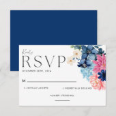 Iets blauw voordat ik bloemenbruiloft doe RSVP kaartje (Voorkant / Achterkant)