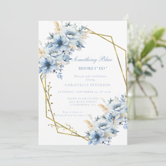 Iets blauw voordat ik bloemenVrijgezellenfeest doe Kaart (Staand voorkant)