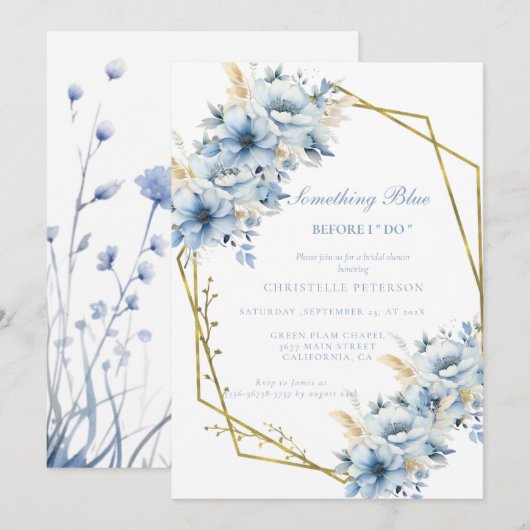 Iets blauw voordat ik bloemenVrijgezellenfeest doe Kaart (Voorkant / Achterkant)