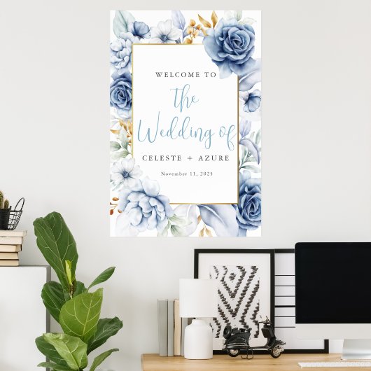 Iets blauw voordat ik bloemenwelkomstbord doe poster (Thuiskantoor)