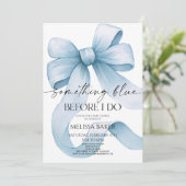 Iets blauw voordat ik Blue Bow Vrijgezellenfeest d Kaart (Staand voorkant)