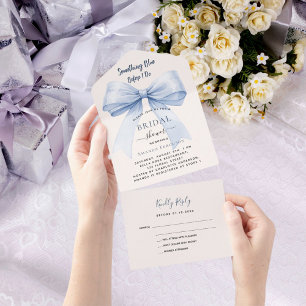 Iets blauw voordat ik boog Vrijgezellenfeest rsvp All In One Uitnodiging