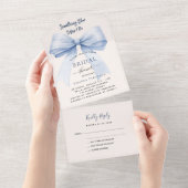 Iets blauw voordat ik boog Vrijgezellenfeest rsvp All In One Uitnodiging (Afscheurbaar)