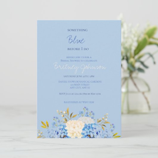 Iets blauw voordat ik bruids uitnodiging doe (Staand voorkant)