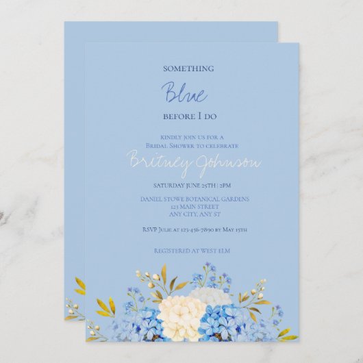 Iets blauw voordat ik bruids uitnodiging doe (Voorkant / Achterkant)