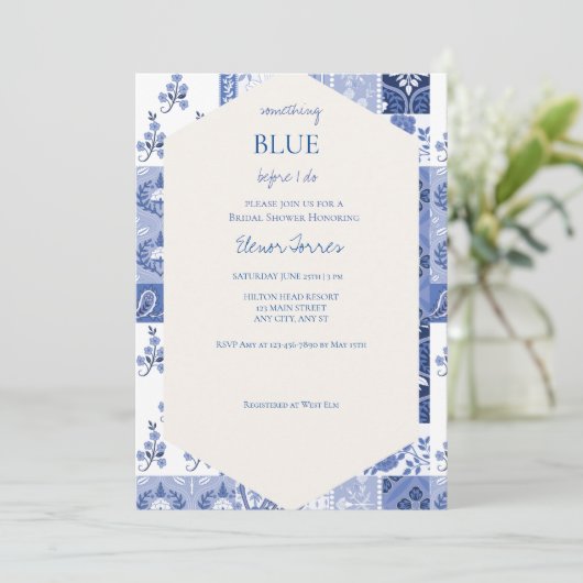 Iets blauw voordat ik bruids uitnodiging doe (Staand voorkant)