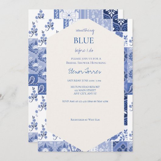 Iets blauw voordat ik bruids uitnodiging doe (Voorkant / Achterkant)