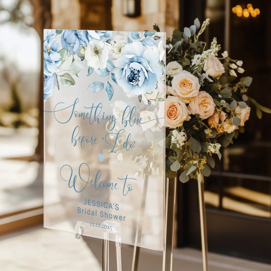 Iets blauw voordat ik bruids welkom frosted acryl bord