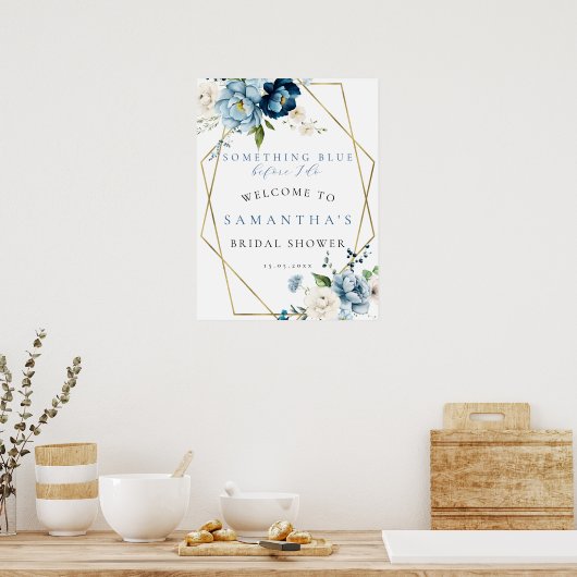 Iets blauw voordat ik bruids welkomstbord doe poster (Keuken)