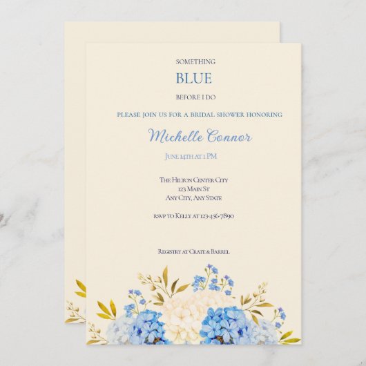 Iets blauw voordat ik bruidsuitnodiging doe kaart (Voorkant / Achterkant)