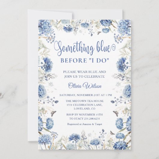 Iets blauw voordat ik dat doe, Vrijgezellenfeest Kaart (Voorkant)