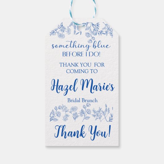 Iets blauw voordat ik doe chique  gunst & cadeaulabel (Achterkant)