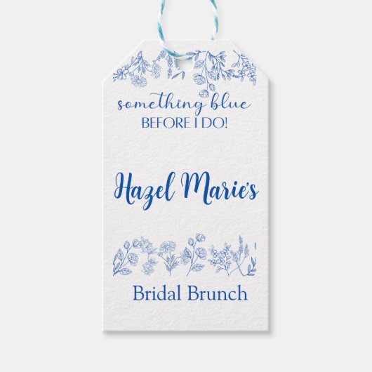 Iets blauw voordat ik doe chique  gunst & cadeaulabel (Voorkant)