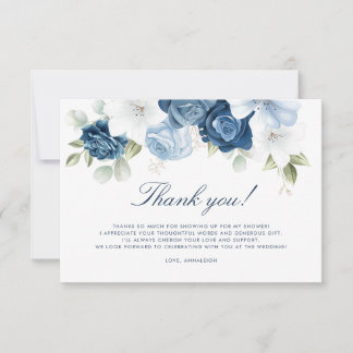 Iets blauw voordat ik doe stoffige blauwe bloemen  bedankkaart