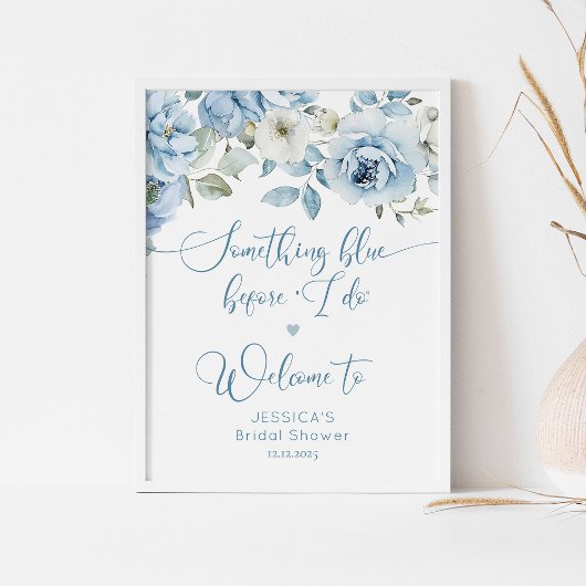 Iets blauw voordat ik doe stoffige bruids welkom poster