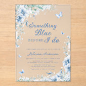 Iets blauw voordat ik elegant Vrijgezellenfeest do Acryl Uitnodigingen (Voorkant)