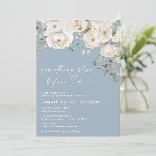 Iets blauw voordat ik floraal vrijgezellenfeest do kaart (Staand voorkant)