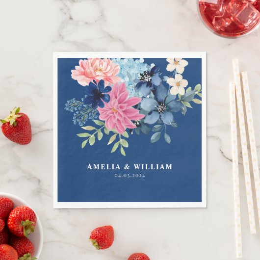 Iets blauw voordat ik Floral bruiloft Servet (Insitu)