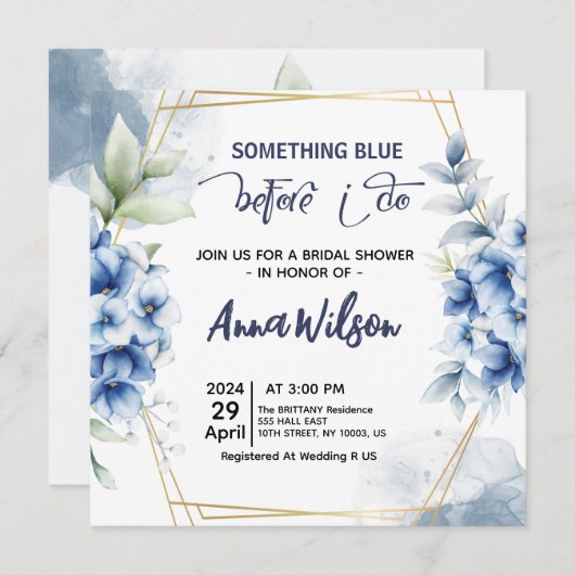 Iets blauw voordat ik hortensia Vrijgezellenfeest  Kaart (Voorkant / Achterkant)