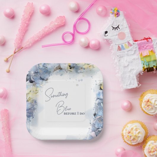 Iets blauw voordat ik Hydrangea Vrijgezellenfeest  Papieren Bordje (Feest)