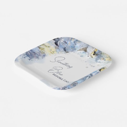 Iets blauw voordat ik Hydrangea Vrijgezellenfeest  Papieren Bordje (Gebogen)