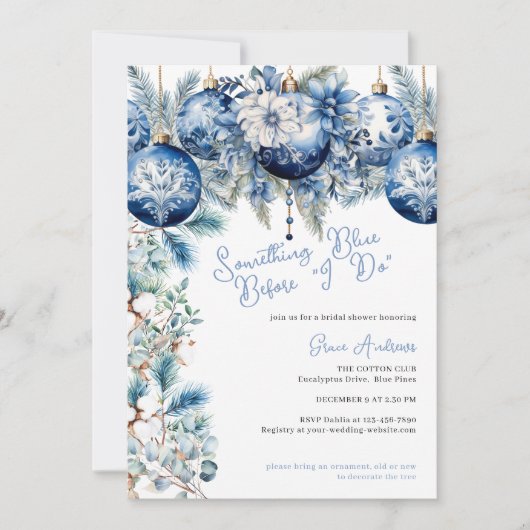 Iets blauw voordat ik kerst Vrijgezellenfeest doe Kaart (Voorkant)