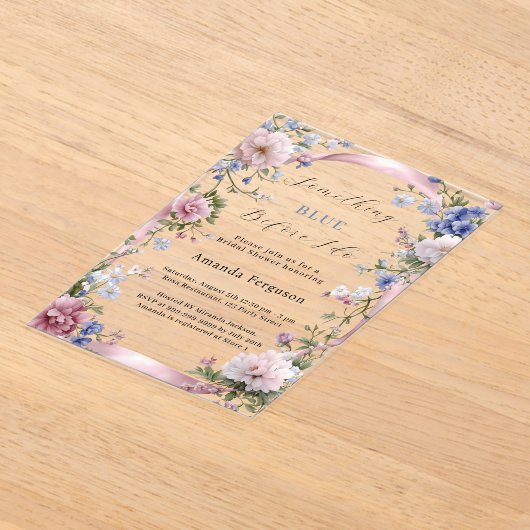 Iets blauw voordat ik roze Vrijgezellenfeest doe Acryl Uitnodigingen (Laagn)