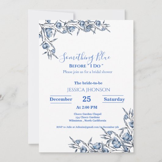 Iets blauw voordat ik stoffig vrijgezellenfeest do kaart (Voorkant)