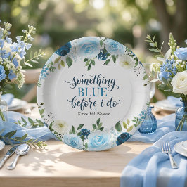 Iets Blauw Voordat Ik Trouw Bruidsfeest met Bloemm Papieren Bordje