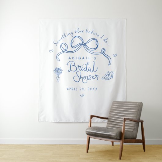 Iets blauw voordat ik Vrijgezellenfeest achtergron Wandkleed (In situ)