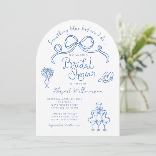 Iets blauw voordat ik Vrijgezellenfeest doe Kaart (Staand voorkant)