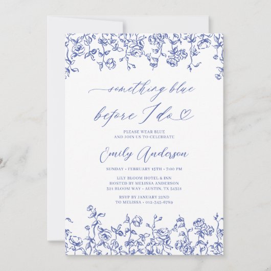 Iets blauw voordat ik Vrijgezellenfeest doe Kaart (Voorkant)